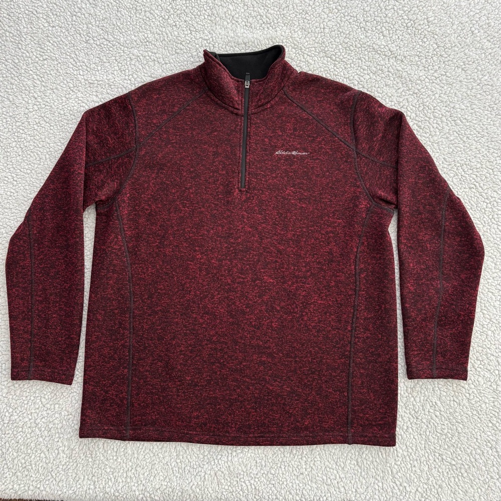 EDDIE BAUER Men’s Long Sleeved 1/4 Zip Pullover. Size 2XL. Burgundy Color. EUC